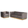 Aveline Glam and Luxe Grey Velvet Fabric Upholstered Brushed Gold Finished 2-Piece Living Room Set TSF-BAX66113-Grey/Gold-2PC Set By Baxton Studio
