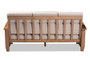 Charlotte Modern Classic Mission Style Taupe Fabric Upholstered Walnut Brown Finished Wood 3-Seater Sofa SW3513-Taupe/Walnut-M17-SF By Baxton Studio