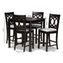 Lenoir Modern And Contemporary Gray Fabric Upholstered Espresso Brown Finished 5-Piece Wood Pub Set RH315P-Grey/Dark Brown-5PC Pub Set By Baxton Studio