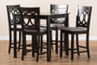 Lenoir Modern And Contemporary Gray Fabric Upholstered Espresso Brown Finished 5-Piece Wood Pub Set RH315P-Grey/Dark Brown-5PC Pub Set By Baxton Studio