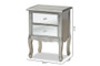 Leonie Modern Transitional French Brushed Silver Finished Wood and Mirrored Glass 2-Drawer Nightstand JY18A035-Silver-NS By Baxton Studio