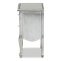 Leonie Modern Transitional French Brushed Silver Finished Wood and Mirrored Glass 2-Drawer Nightstand JY18A035-Silver-NS By Baxton Studio