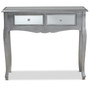 Leonie Modern Transitional French Brushed Silver Finished Wood and Mirrored Glass 2-Drawer Console Table YA2-Silver-Console By Baxton Studio