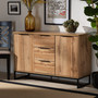 Reid Modern and Contemporary Industrial Oak Finished Wood and Black Metal 3-Drawer Sideboard Buffet MPC8007-Oak/Black-Sideboard By Baxton Studio