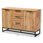 Reid Modern and Contemporary Industrial Oak Finished Wood and Black Metal 3-Drawer Sideboard Buffet MPC8007-Oak/Black-Sideboard By Baxton Studio