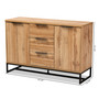 Reid Modern and Contemporary Industrial Oak Finished Wood and Black Metal 3-Drawer Sideboard Buffet MPC8007-Oak/Black-Sideboard By Baxton Studio