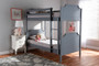 Mariana Traditional Transitional Grey Finished Wood Twin Size Bunk Bed Mariana-Grey-Twin Bunk Bed By Baxton Studio