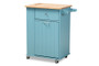 Liona Modern and Contemporary Sky Blue Finished Wood Kitchen Storage Cart RT599-OCC-Natural/Sky Blue-Cart By Baxton Studio