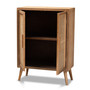 Alina Mid-Century Modern Medium Oak Finished Wood and Rattan 2-Door Accent Storage Cabinet JY1904-Medium Oak-Cabinet By Baxton Studio