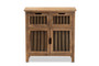 Clement Rustic Transitional Medium Oak Finished 2-Door and 2-Drawer Wood Spindle Accent Storage Cabinet LD19A006-Medium Oak-Cabinet By Baxton Studio
