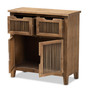 Clement Rustic Transitional Medium Oak Finished 2-Door and 2-Drawer Wood Spindle Accent Storage Cabinet LD19A006-Medium Oak-Cabinet By Baxton Studio