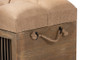 Clement Rustic Transitional Farmhouse Beige Fabric Upholstered Medium Oak Finished 2-Piece Wood Spindle Storage Trunk Ottoman Set LD19A010-Khaki/Medium Oak-2PC Otto Set By Baxton Studio