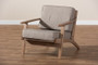 Sigrid Mid-Century Modern Light Grey Fabric Upholstered Antique Oak Finished Wood Armchair  Sigrid-Light Grey/Antique Oak-CC By Baxton Studio