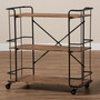 Neal Rustic Industrial Style Black Metal and Walnut Finished Wood Bar and Kitchen Serving Cart SR192044L-Rustic Brown/Black-Cart By Baxton Studio