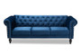 Emma Traditional and Transitional Navy Blue Velvet Fabric Upholstered and Button Tufted Chesterfield Sofa Emma-Navy Blue Velvet-SF By Baxton Studio