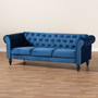 Emma Traditional and Transitional Navy Blue Velvet Fabric Upholstered and Button Tufted Chesterfield Sofa Emma-Navy Blue Velvet-SF By Baxton Studio