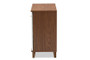 Coolidge Modern and Contemporary White and Walnut Finished 4-Shelf Wood Shoe Storage Cabinet FP-01LV-Walnut/White By Baxton Studio
