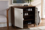 Coolidge Modern and Contemporary White and Walnut Finished 4-Shelf Wood Shoe Storage Cabinet FP-01LV-Walnut/White By Baxton Studio