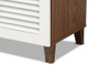 Coolidge Modern and Contemporary White and Walnut Finished 4-Shelf Wood Shoe Storage Cabinet with Drawer FP-02LV-Walnut/White By Baxton Studio