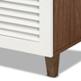 Coolidge Modern and Contemporary White and Walnut Finished 4-Shelf Wood Shoe Storage Cabinet with Drawer FP-02LV-Walnut/White By Baxton Studio