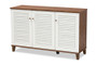 Coolidge Modern and Contemporary Walnut Finished 8-Shelf Wood Shoe Storage Cabinet FP-04LV-Walnut/White By Baxton Studio