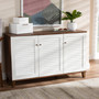 Coolidge Modern and Contemporary Walnut Finished 8-Shelf Wood Shoe Storage Cabinet FP-04LV-Walnut/White By Baxton Studio