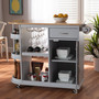 Donnie Coastal and Farmhouse Two-Tone Light Grey and Natural Finished Wood Kitchen Storage Cart RT672-OCC-Natural/Light Grey-Cart By Baxton Studio