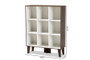 Senja Modern and Contemporary Two-Tone White and Walnut Brown Finished Wood 9-Shelf Bookcase BC 9386-01-Columbia/White-Bookcase By Baxton Studio