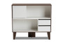 Senja Modern and Contemporary Two-Tone White and Walnut Brown Finished Wood 2-Shelf Bookcase BC 6289-00-Columbia/White-Bookcase By Baxton Studio
