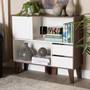 Senja Modern and Contemporary Two-Tone White and Walnut Brown Finished Wood 2-Shelf Bookcase BC 6289-00-Columbia/White-Bookcase By Baxton Studio
