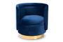 Saffi Glam and Luxe Royal Blue Velvet Fabric Upholstered Gold Finished Swivel Accent Chair TSF-6653-Royal Blue/Gold-CC By Baxton Studio