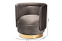 Saffi Glam and Luxe Grey Velvet Fabric Upholstered Gold Finished Swivel Accent Chair TSF-6653-Grey/Gold-CC By Baxton Studio