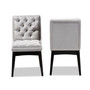 Makar Modern Transitional Light Grey Fabric Upholstered and Walnut Brown Finished Wood 2-Piece Dining Chair Set Set BBT5391-Light Grey Velvet/Wenge-DC By Baxton Studio