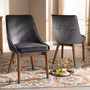 Gilmore Modern and Contemporary Grey Velvet Fabric Upholstered and Walnut Brown Finished Wood 2-Piece Dining Chair Set Set BBT5381-Grey Velvet/Walnut-DC By Baxton Studio