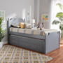 Mariana Traditional Transitional Grey Finished Wood Twin Size 3-Drawer Storage Bed with Pull-Out Trundle Bed Mariana-Grey-3DW-Twin By Baxton Studio