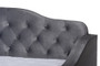 Freda Transitional and Contemporary Grey Velvet Fabric Upholstered and Button Tufted Queen Size Daybed with Trundle Freda-Grey Velvet-Daybed-Q/T By Baxton Studio
