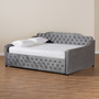 Freda Transitional and Contemporary Grey Velvet Fabric Upholstered and Button Tufted Full Size Daybed Freda-Grey Velvet-Daybed-Full By Baxton Studio