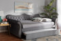 Abbie Traditional and Transitional Grey Velvet Fabric Upholstered and Crystal Tufted Full Size Daybed with Trundle Abbie-Grey Velvet-Daybed-F/T By Baxton Studio