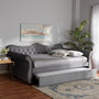 Abbie Traditional and Transitional Grey Velvet Fabric Upholstered and Crystal Tufted Full Size Daybed with Trundle Abbie-Grey Velvet-Daybed-F/T By Baxton Studio