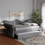 Abbie Traditional and Transitional Grey Velvet Fabric Upholstered and Crystal Tufted Queen Size Daybed with Trundle Abbie-Grey Velvet-Daybed-Q/T By Baxton Studio