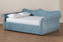 Abbie Traditional and Transitional Light Blue Velvet Fabric Upholstered and Crystal Tufted Full Size Daybed Abbie-Light Blue Velvet-Daybed-Full By Baxton Studio