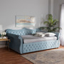 Abbie Traditional and Transitional Light Blue Velvet Fabric Upholstered and Crystal Tufted Full Size Daybed Abbie-Light Blue Velvet-Daybed-Full By Baxton Studio