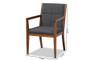Theresa Mid-Century Modern Dark Grey Fabric Upholstered and Walnut Brown Finished Wood Living Room Accent Chair BBT5390-Dark Grey/Walnut-CC By Baxton Studio