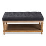Lindsey Modern and Rustic Charcoal Linen Fabric Upholstered and Greywashed Wood Cocktail Ottoman JY-0002-Charcoal/Greywashed-Otto By Baxton Studio