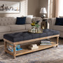 Linda Modern and Rustic Charcoal Linen Fabric Upholstered and Greywashed Wood Storage Bench JY-0003-Charcoal/Greywashed-Bench By Baxton Studio