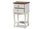 Darla Classic and Traditional French White and Cherry Brown Finished Wood 2-Drawer Nightstand  JY-132041-2DW NS By Baxton Studio