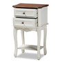 Darla Classic and Traditional French White and Cherry Brown Finished Wood 2-Drawer Nightstand  JY-132041-2DW NS By Baxton Studio