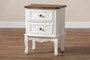 Darlene Classic and Traditional French White and Cherry Brown Finished Wood 2-Drawer Nightstand  JY-132054-2 DW NS By Baxton Studio