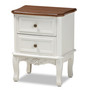 Darlene Classic and Traditional French White and Cherry Brown Finished Wood 2-Drawer Nightstand  JY-132054-2 DW NS By Baxton Studio
