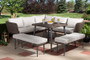 Lillian Modern and Contemporary Light Grey Upholstered and Brown Finished 5-Piece Woven Rattan Outdoor Patio Set MLM-210505-Grey By Baxton Studio